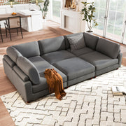 Convertible Modular Sectional Sofa with Movable Ottomans