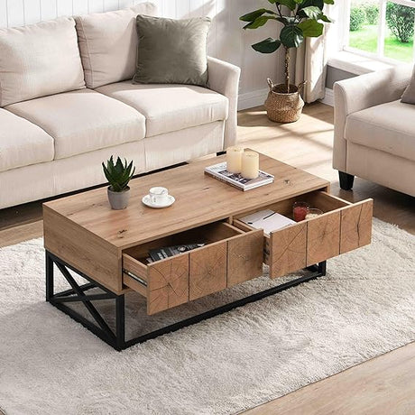 Chinese Style Coffee Table, 34.64" Log Style Faux Rattan