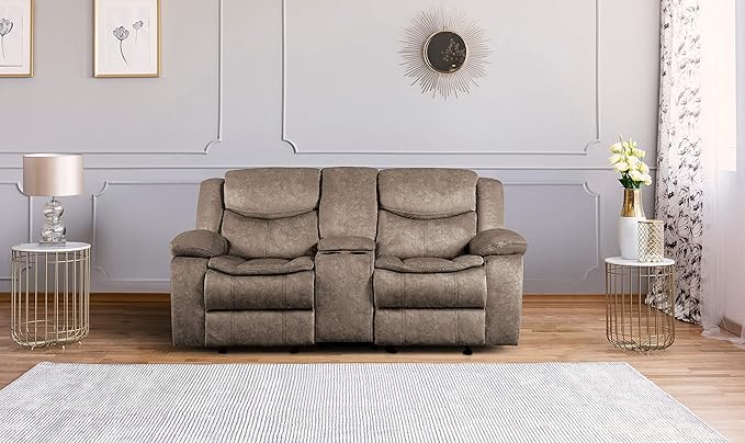 Manual Double Glider Reclining Loveseat, Dark Brown