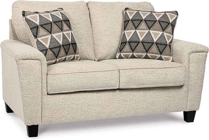 Abinger Chenille Contemporary Loveseat with 2 Accent Pillows, Dark Gray