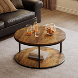 36" Coffee Tables with Storage, 2-Tier Round Coffee Table, Center Table for Living Room