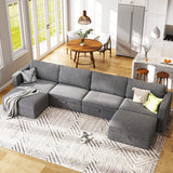 Reversible Modular Sectional Couch U Shaped Modular Sofa with Wide Chaise