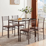 Kitchen Dining Room Table and Chairs [4 Placemats Included] 5-Piece Dinette Sets