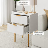 Nightstand with Drawers, Fluted Night Stand, End Table for Living Room