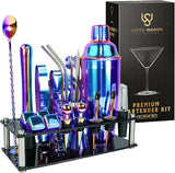 Mixology Bartender Kit – 24 Piece Gun Metal Cocktail Shaker Set w/Stand – Essential Home