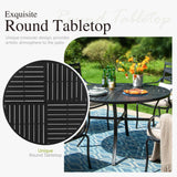 Round Patio Table, Black Metal Outdoor Dining Table for 4