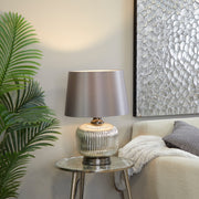 Glass Table Lamp, 15" x 15" x 21", Silver