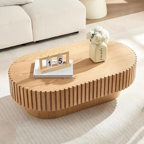 Black Round Coffee Table Modern Side Table End Table for Living Room, Wood Circle Drum Coffee Table Contemporary Living Room End Table Side Table, Matte Black (ø35.4'' x 13.7'')