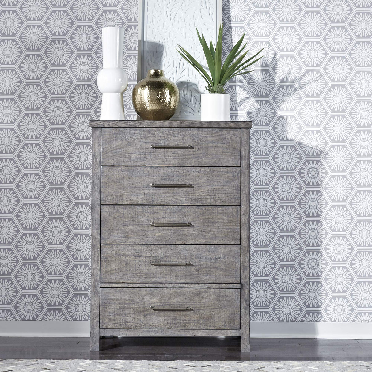 Modern Farmhouse 5 Drawer Chest, W40 x D18 x H56