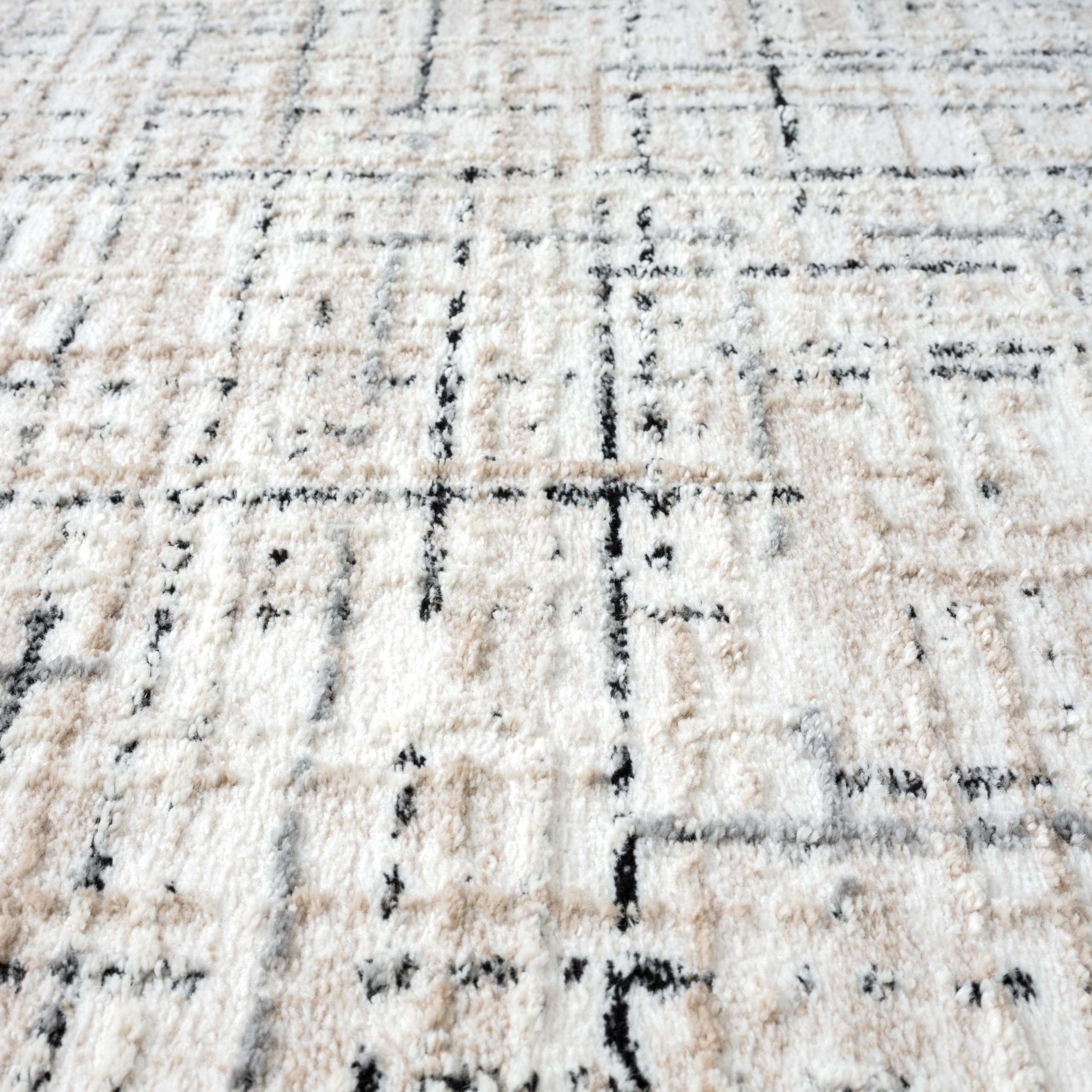 Abani Grey Area Rug for Living Room, Bedroom - Crosshatch Pattern- 8' x 10' -Durable & Easy to Clean