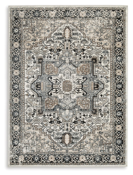 Gregmoore Traditional 5'2" x 6'10" Machine Woven Vintage Inspired Medallion Pattern