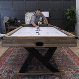 Kirkwood 84” Air Powered Hockey Table with Rustic Wood Finish, K-Shaped Legs