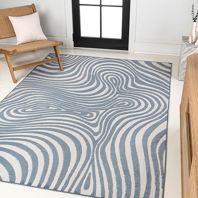 SCN103D-4 Maribo High-Low Abstract Groovy Striped Beige/Cream 4 ft. x 6 ft