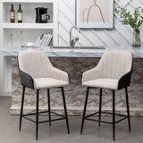 Set of 2 Earth Tone Premium Upholstered Dining 25" High Back Stool Bar Chairs