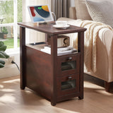 Farmhouse XXL End Table with Charging Station, Narrow Side Table