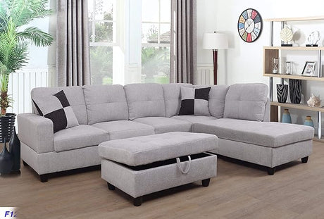 Right Facing Russes Sectional Sofa Set With Ottoman