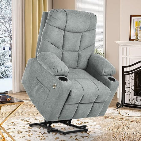 Electric Power Lift Recliner Chair for Elderly, Faux Leather Recliner Chair with Massage