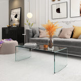 Tempered Glass Coffee Table for Modern Living Room Decor, Easy to Clean