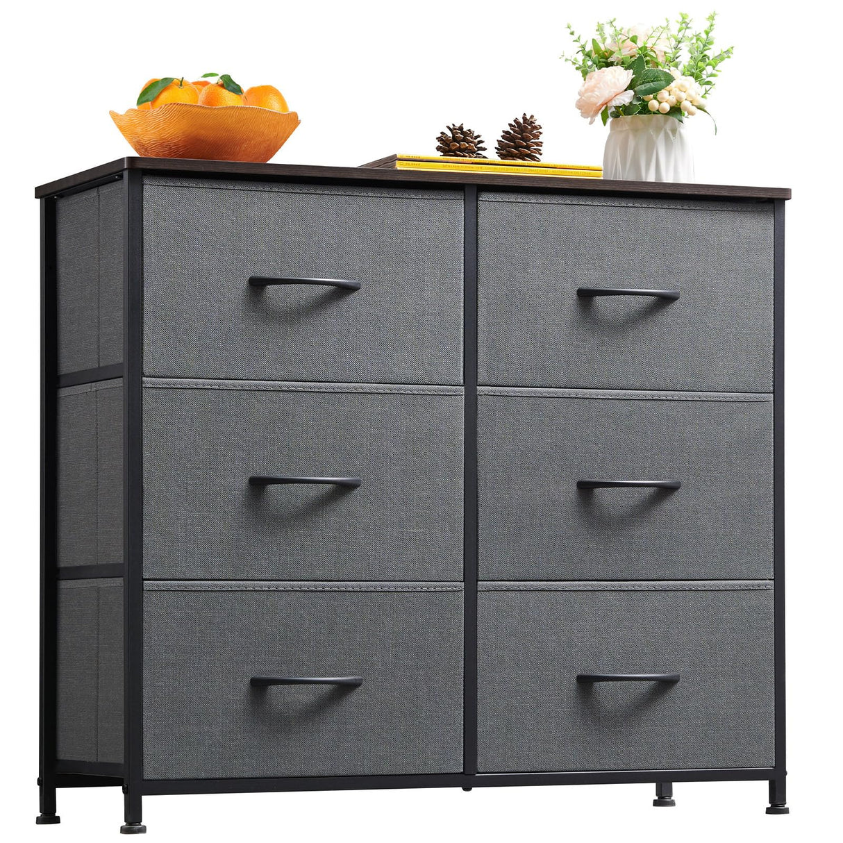 Dresser for Bedroom with 6 Drawers, 3-Tier Wide Storage Chest of Drawers with Removable