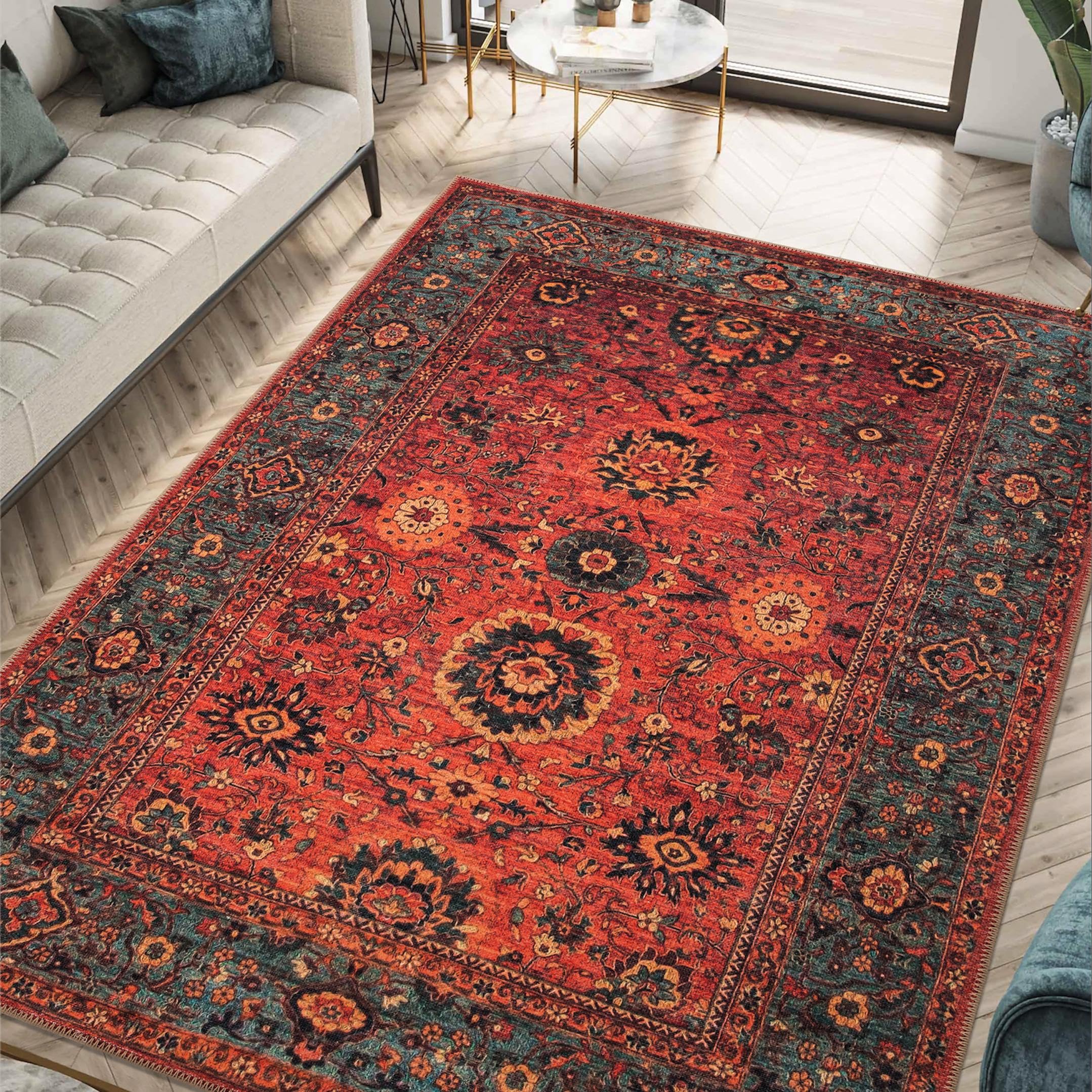 Machine Washable Area Rugs with Non-Slip Backing, Ideal for Hallway, Living Room