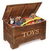 Solid Wood Toy Box in Caramel Brown – Safe, Customizable Storage for Kids' Toys