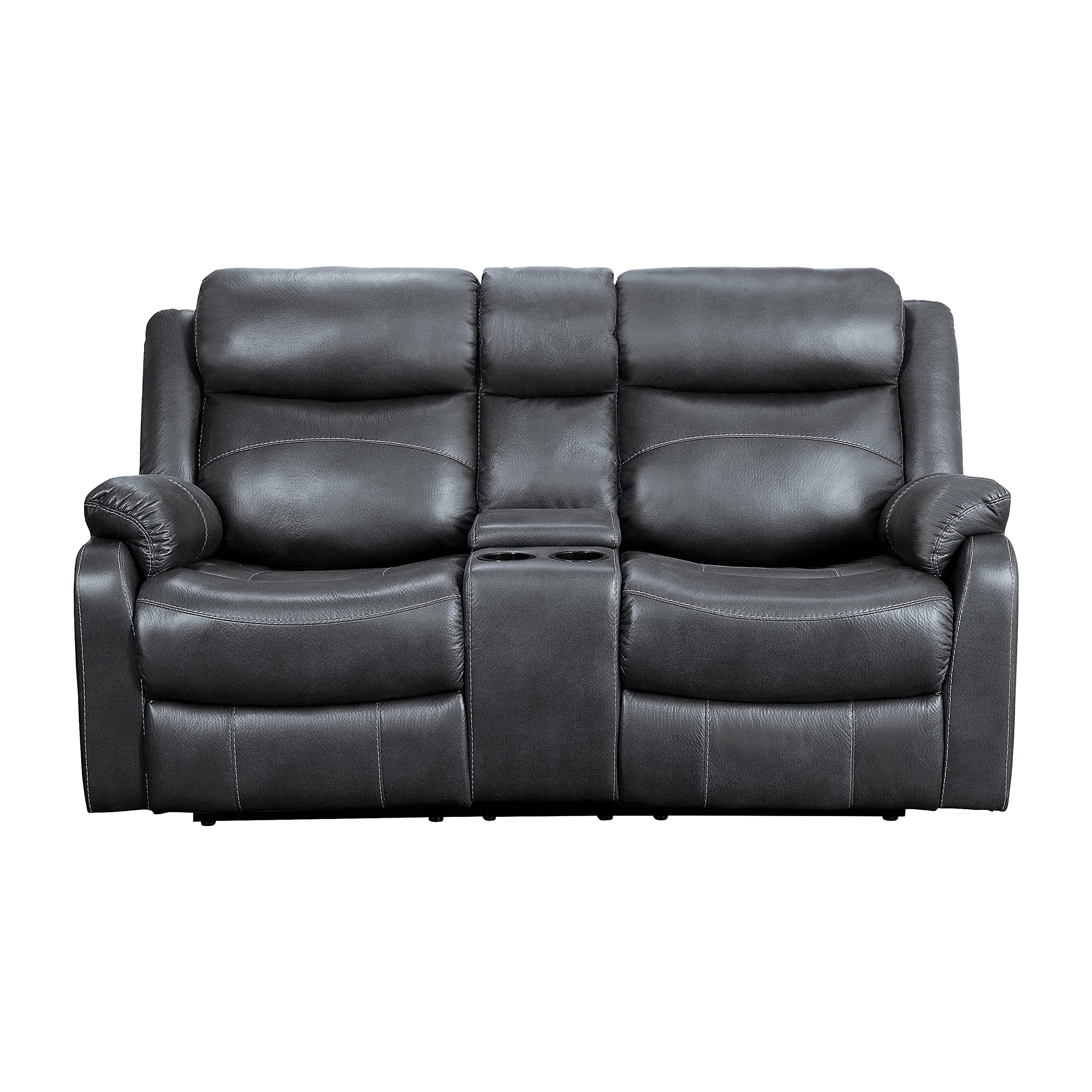 Wall-Hugger Manual Double Lay Flat Reclining Loveseat, Gray