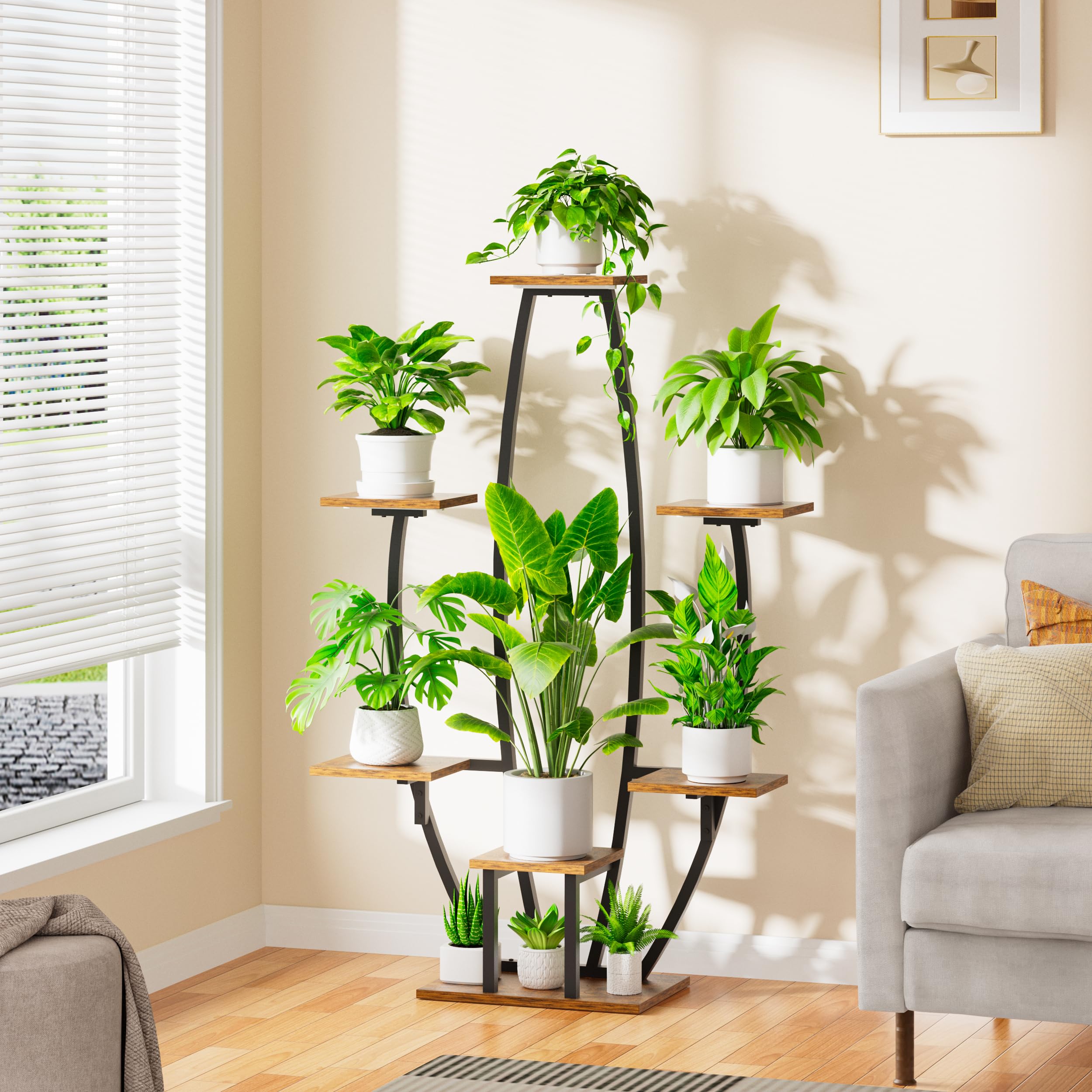 Plant Stand Indoor with Grow Lights - 7 Tiered Large Plant Shelf, 47" Corner Shelf