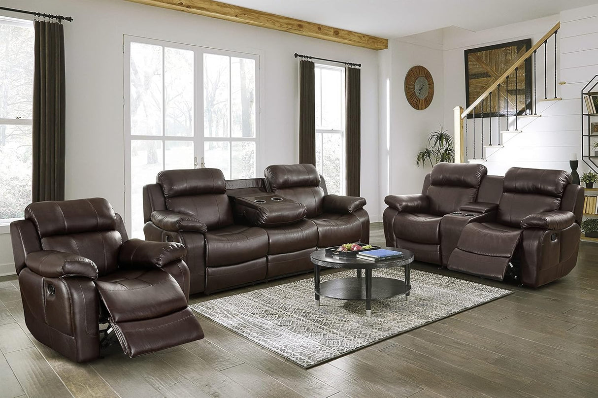 Baylands Bonded Leather Glider Rocker Reclining Chair, 40.5" W, Brown