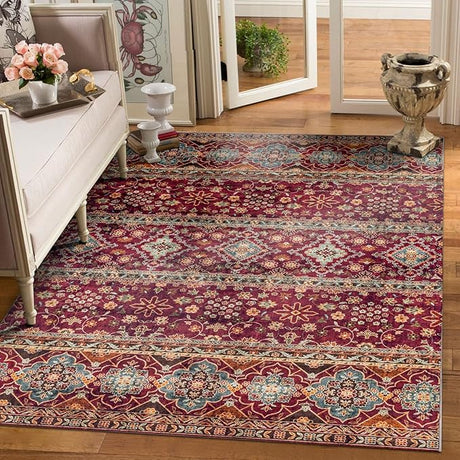 Camilla Boho Area Rug, 5'×7' Washable Oriental Accent Rug, Non-Slip Traditional Floral