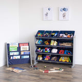 Book 4 shelves Organizer Kids Bookshelf, Grey/Navy