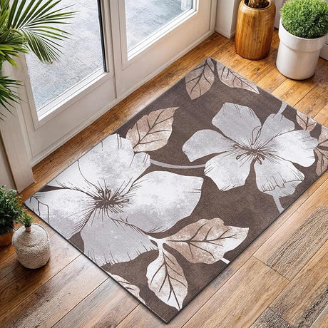 Solana Modern Floral 7'10" x 10'3" Area Rugs Non-Skid (Non-Slip) Rubber Backing Blue