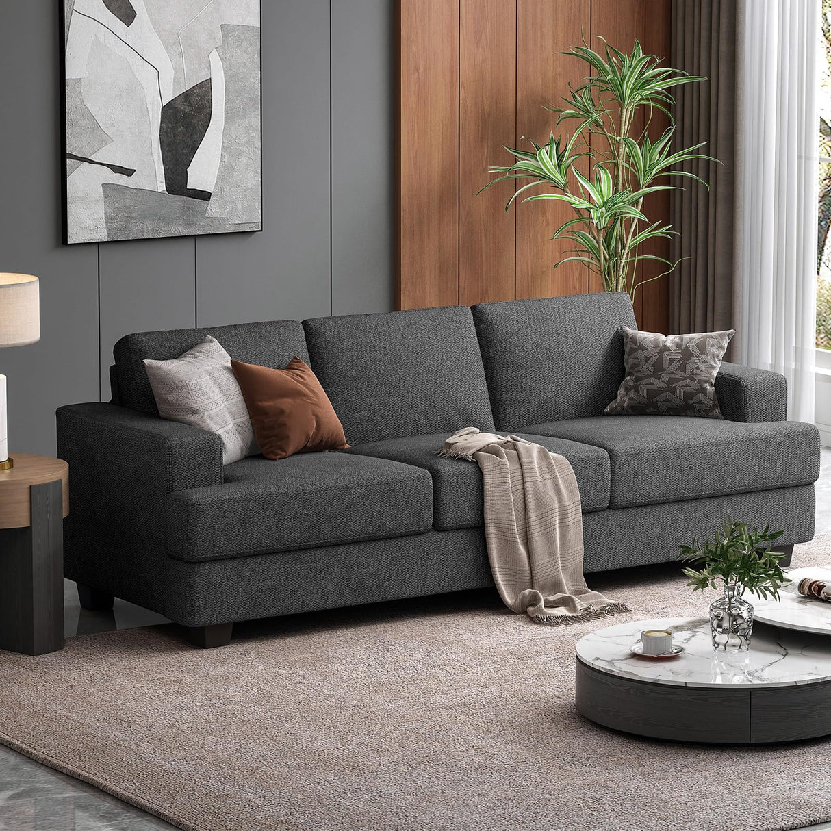 89 Inch Sofa with Extra Deep Seats Oversize, 3 Seater Sofa