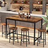 5-Piece Dining Table Set, Kitchen Table and Chairs Set for 4, Industrial Outdoor Bar