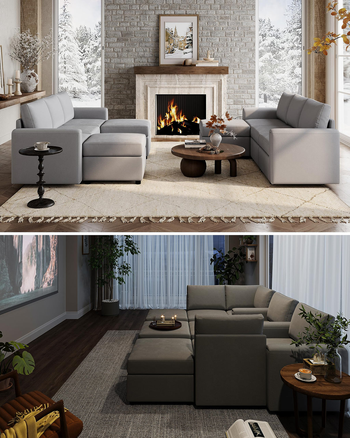 Modular Sectional Sofa, Oversized Sectional Couch with Storage, Ottomans