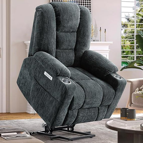 Power Lift Recliner Chair with Massage and Heat for Elderly, Microfiber