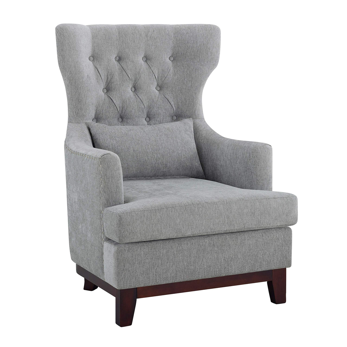 Aurora 32" W Tufted Fabric Accent Chair, Light Gray