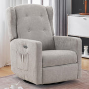 Sereno Electric Swivel Recliner – Power Rocker Glider Chair with USB Ports & Side Pocket