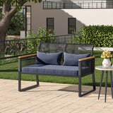 Patio Loveseat Wicker Outdoor Furniture, All Weather Rattan Conversation