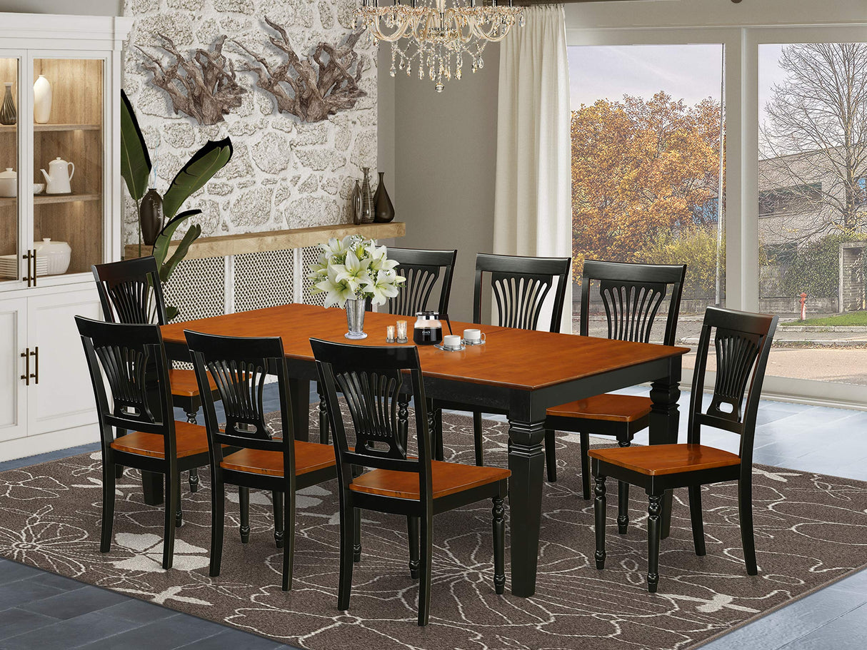 LGPL9-BCH-W Logan 9 Piece Set Includes a Rectangle Dining Room Table with Butterfly