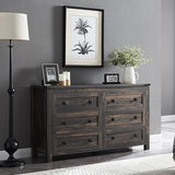 Farmhouse 6 Drawers Dresser for Bedroom, Wood Rustic Wide Chest of Drawers