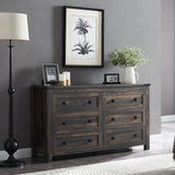 Farmhouse 6 Drawers Dresser for Bedroom, Wood Rustic Wide Chest of Drawers,