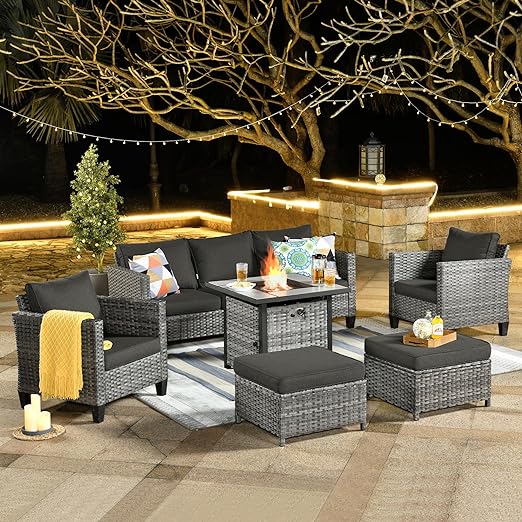 Back Outdoor Wicker Rattan Patio Sofa Sectional Set