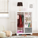 Kids Dress Up Storage with Full Length Mirror, Kids Armoire with 2 Storage Bins