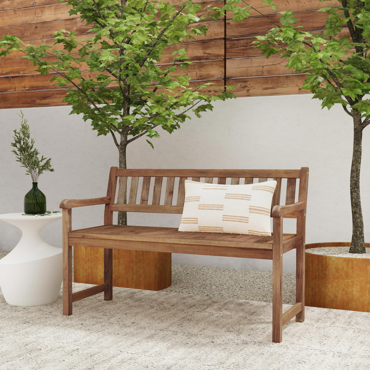 Acorn Chandler Finished Acacia Wood Outdoor Bench