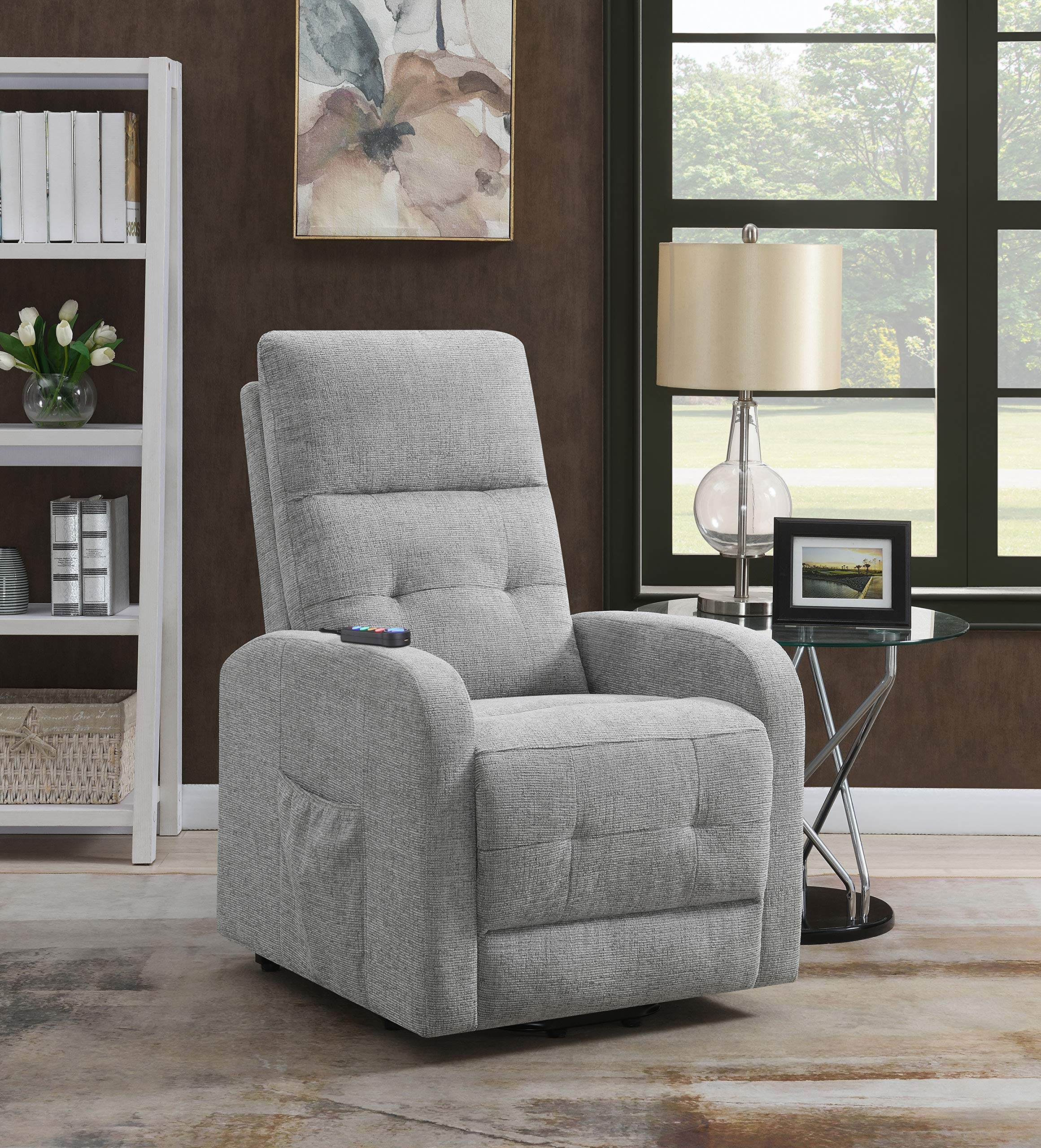 LiftEase Grey Power Lift Recliner Chair – Tufted Back