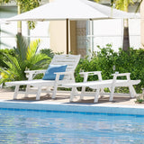 Outdoor Chaise Lounge Chair Set of 2 with Wheels & Cup Holder