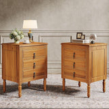 3 Drawer Nightstand, Wood Night Stand Bedside Table with Drawers, Tall End Table