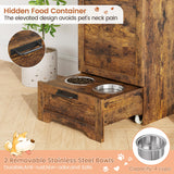 Dog Feeding Station with Storage - Elevated Bowls & Food Cabinet