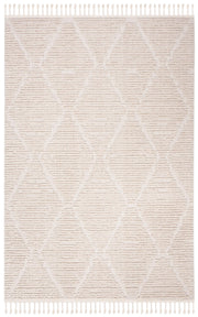 Collection Area Rug - 9' x 12', Beige, Moroccan Boho Tribal Tassel Design,