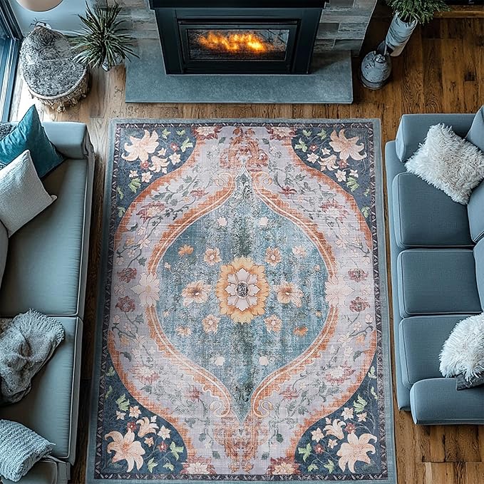 Ruggables Washable Rugs 8x10 Area Rugs for Living Room Washable Vintage Boho Rugs
